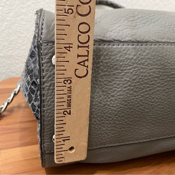 MICHAEL KORS Hamilton Gray Pebbled Leather/Snakeskin Chain Handle Shoulder Bag - Picture 8 of 16